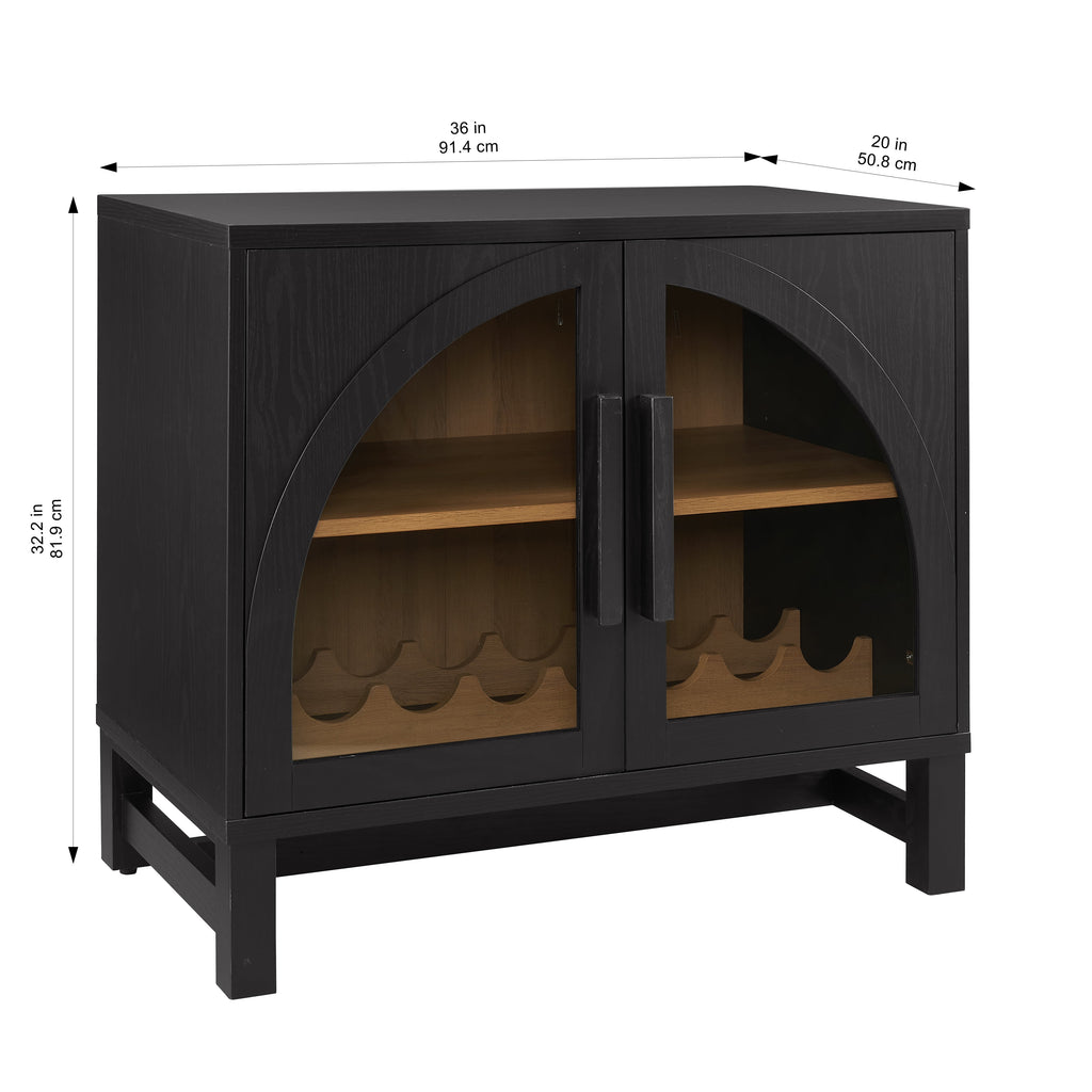 Velmora™ Juliet Arch Door Kitchen Console, Black Finish