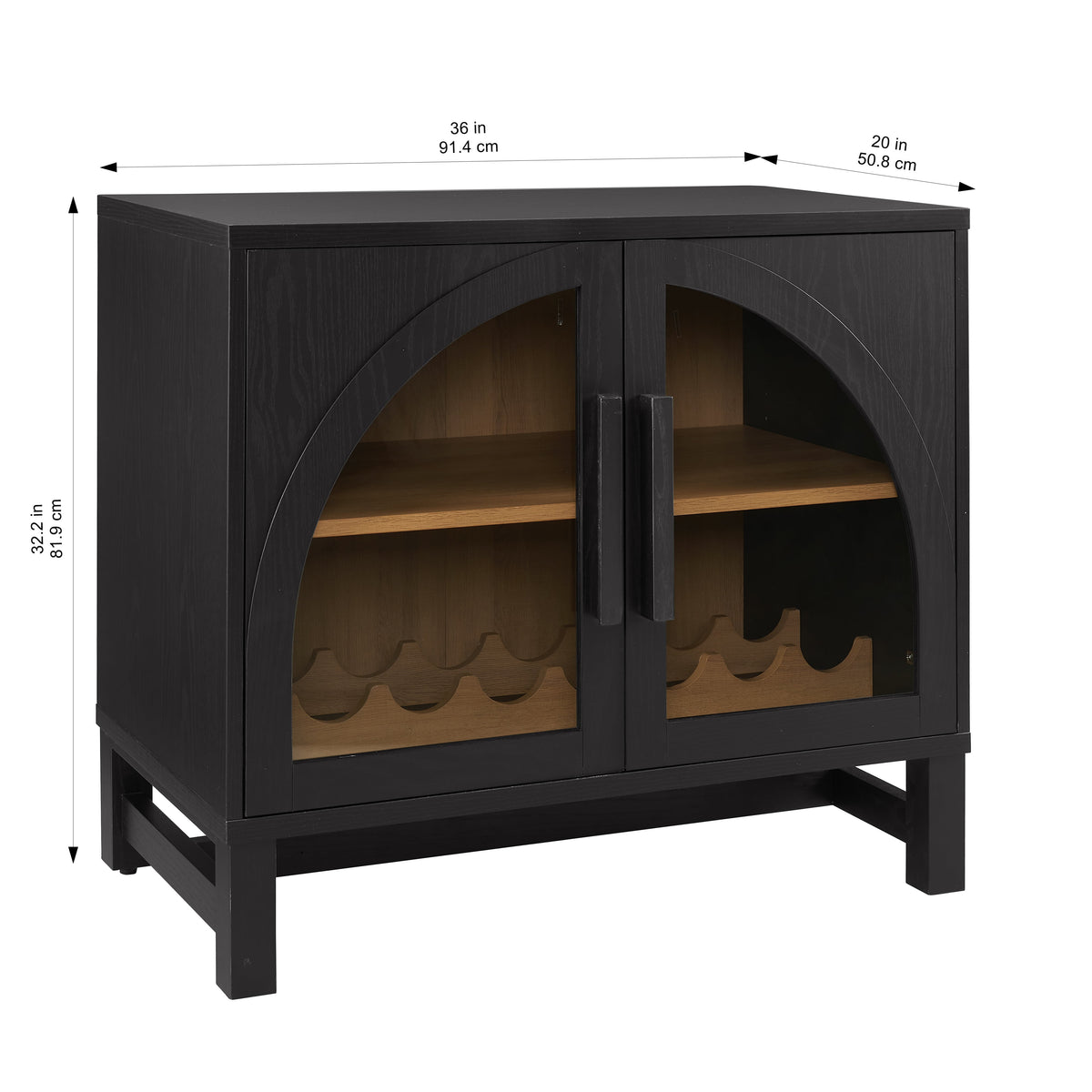 Velmora™ Juliet Arch Door Kitchen Console, Black Finish