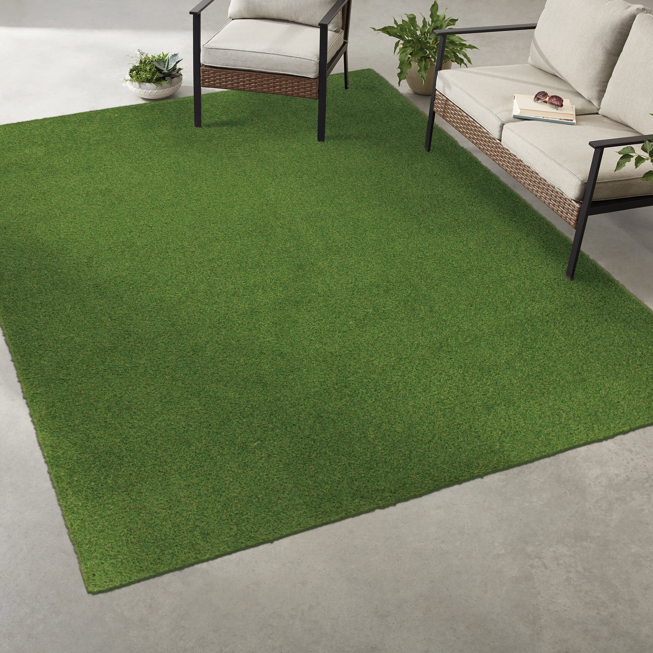 Velmora™ (2 pack) Green Faux Grass Outdoor Rug, 7 ft x 10 ft