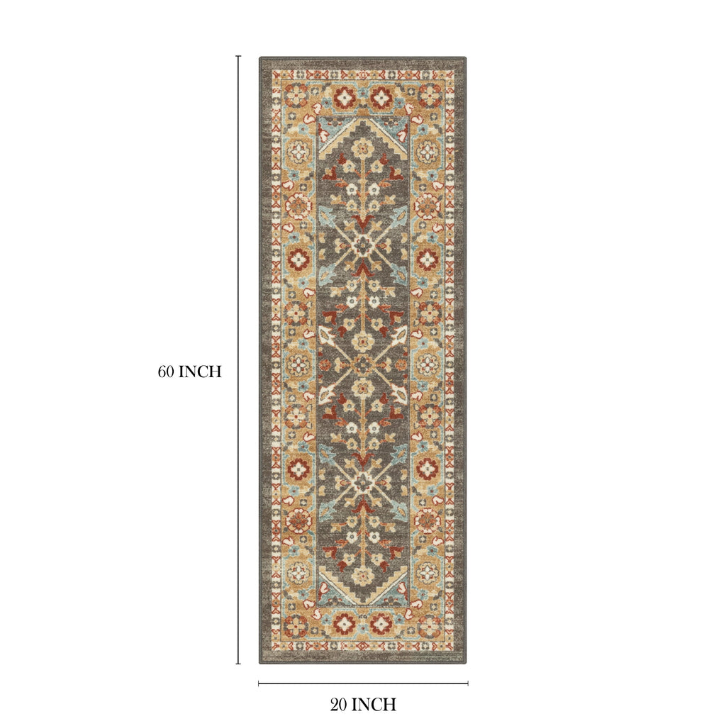 Velmora™ (2 pack) Persian Border Medallion Loop Print Rust Brown Indoor Runner Rug, 1'8"x5'