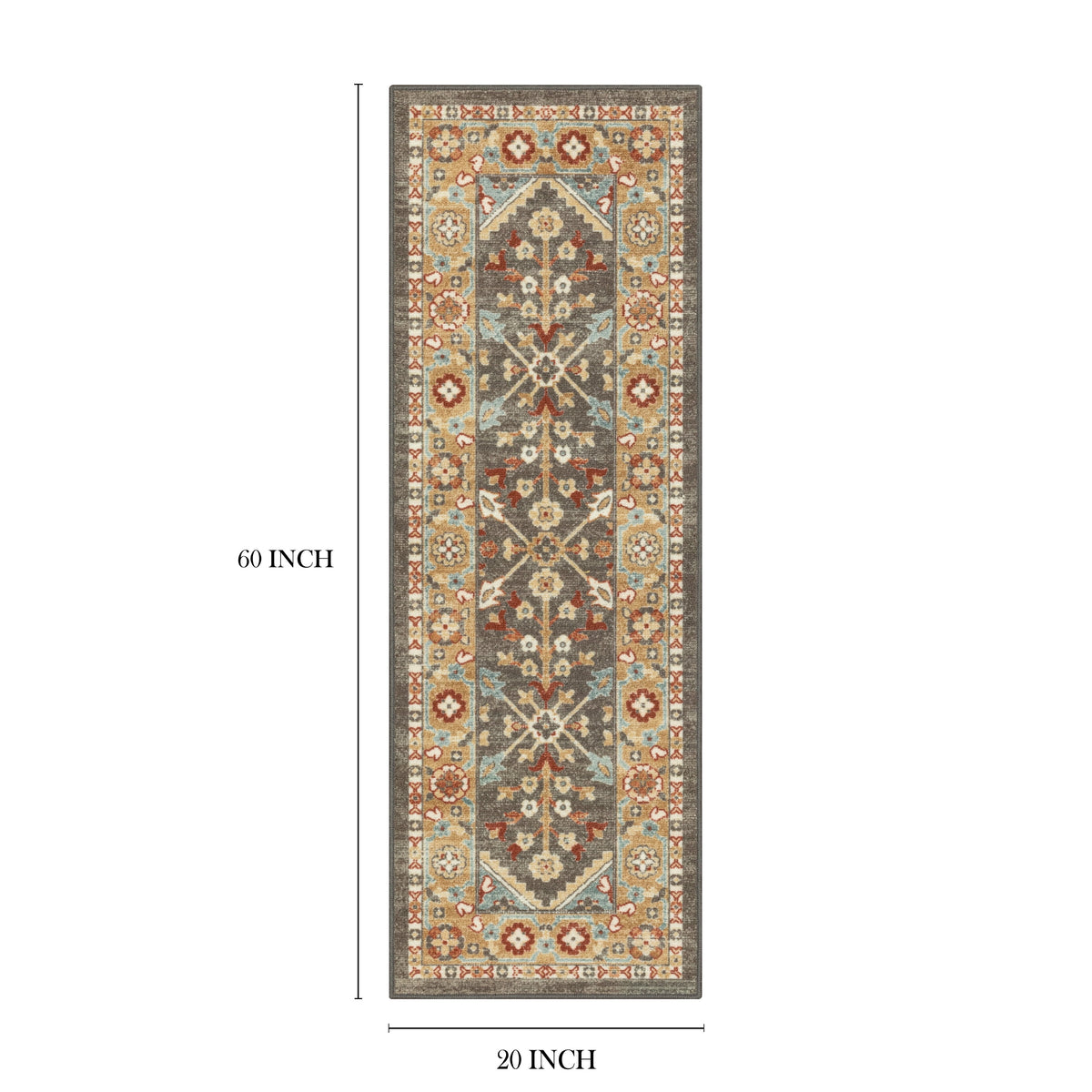 Velmora™ (2 pack) Persian Border Medallion Loop Print Rust Brown Indoor Runner Rug, 1'8"x5'