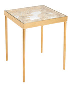 Velmora™ Leilani Modern Palm Leaf Glass Side Table, Gold Leaf