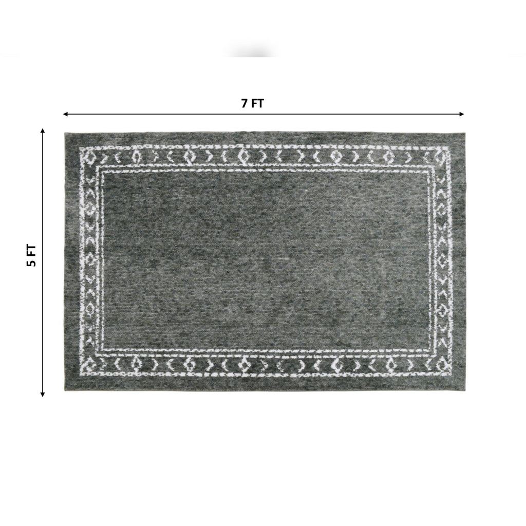 Velmora™ Green Bordered Tufted Washable Area Rug, 5 ft x 7 ft