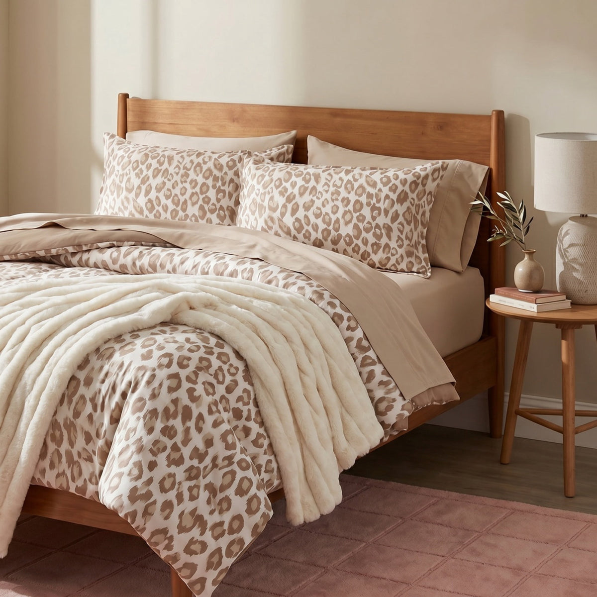 Velmora™ Leopard Print 3-Piece Neutral Comforter Set, Full/Queen