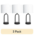 Velmora™ (3 pack) 16.75 in Black Metal Arch Table Lamp with White Fabric Shade