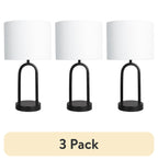 Velmora™ (3 pack) 16.75 in Black Metal Arch Table Lamp with White Fabric Shade