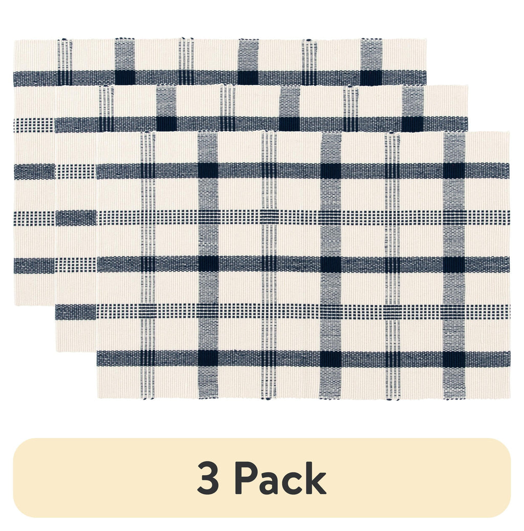 Velmora™ (3 pack) Blue Plaid Outdoor Layering Rug, 24 in x 36 in
