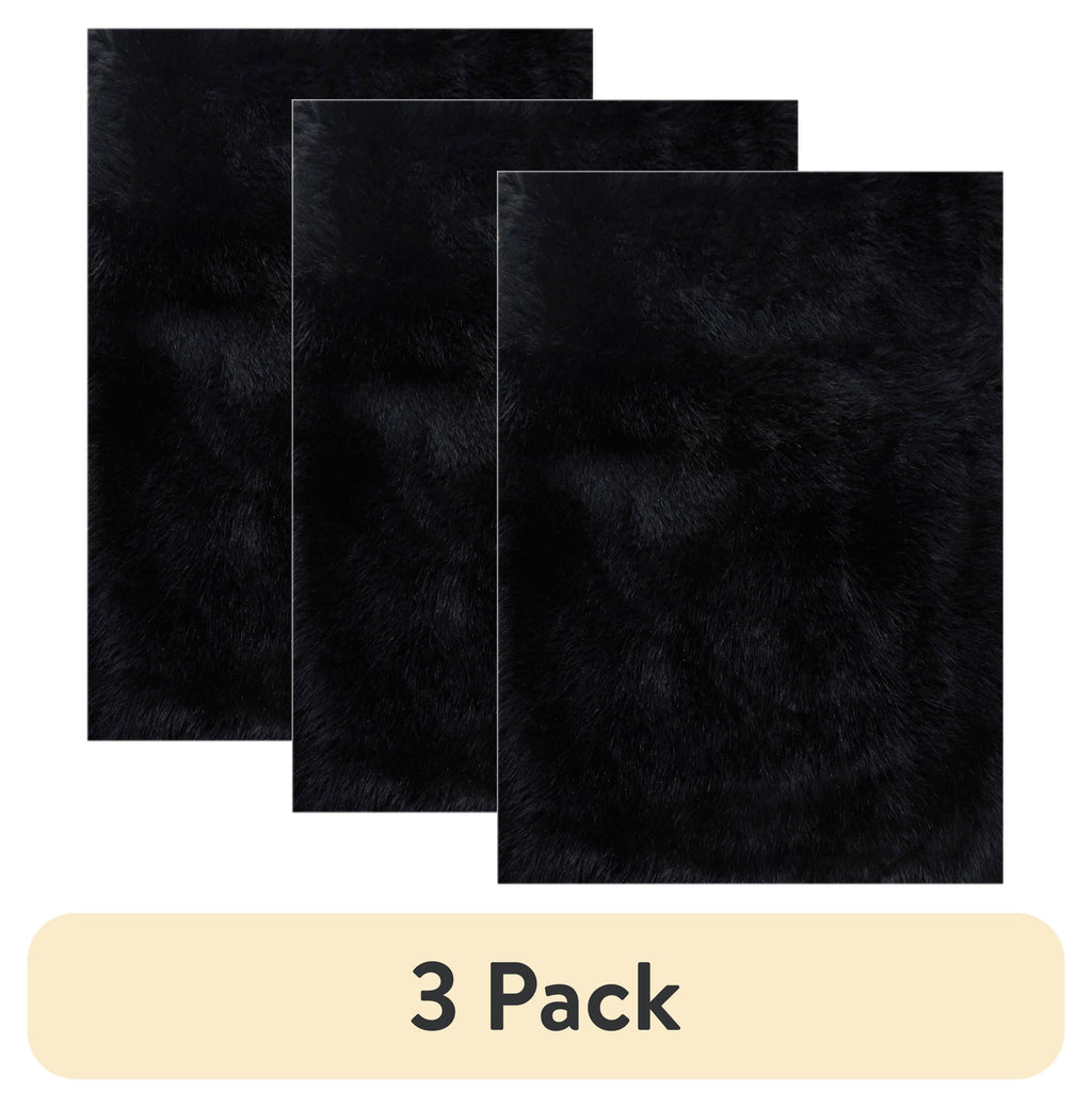 Velmora™ Grey Faux Fur Area Rug, Non-Skid, 30 in x 46 in