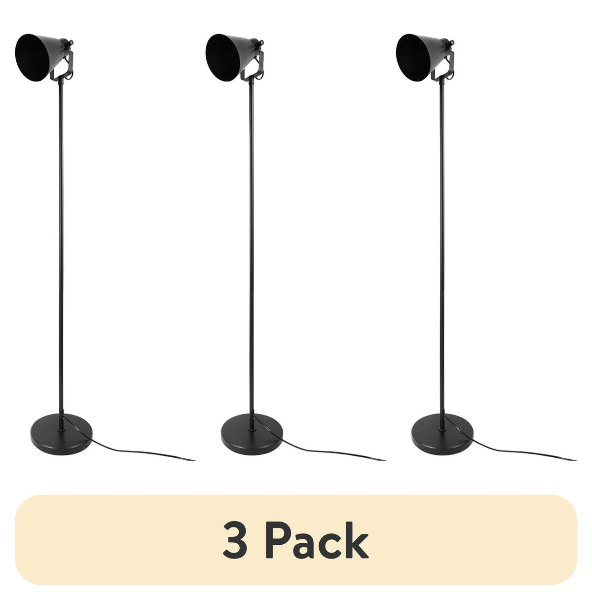 Velmora™ (3 pack) 64-Inch Modern Floor Lamp with Adjustable Shade and Black Finish for Living Room and Bedroom Lighting, 1-Pack