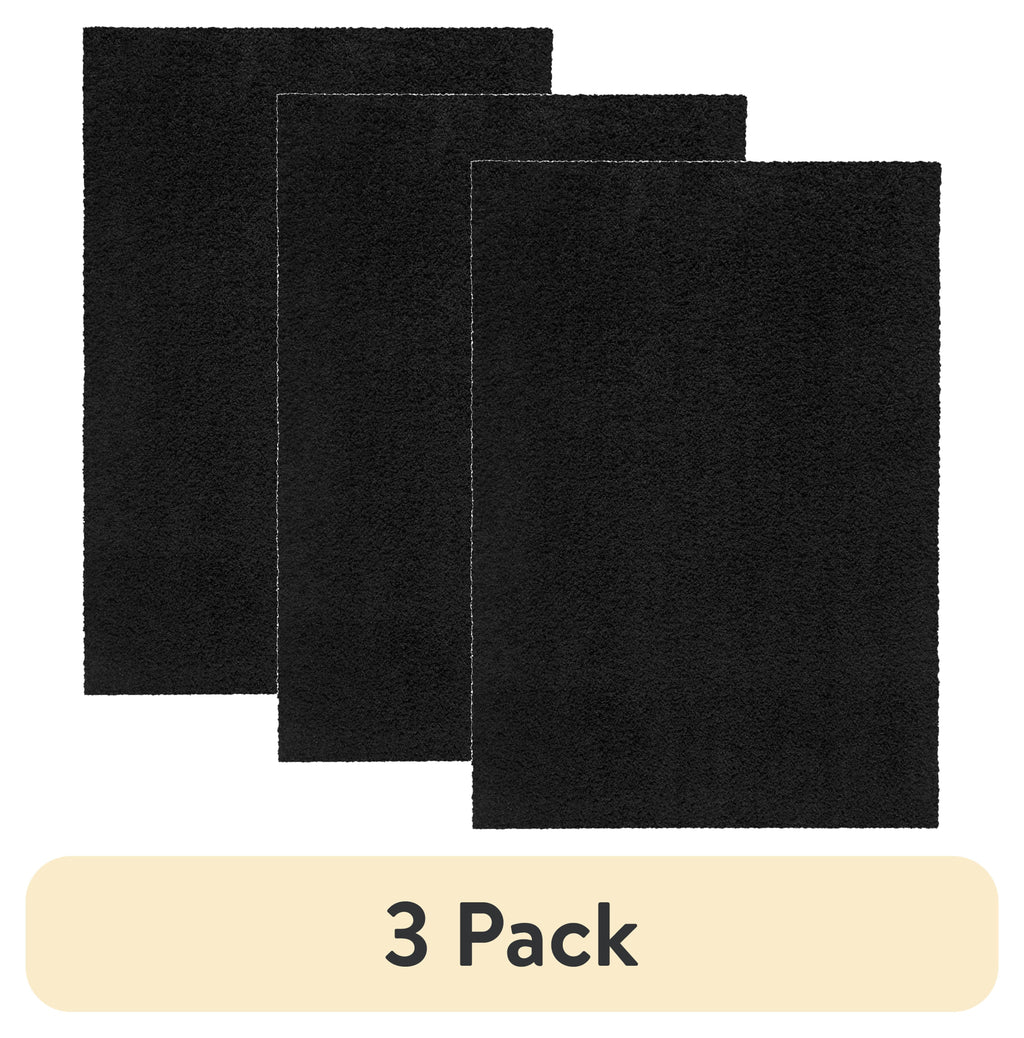 Velmora™ (3 pack) Traditional Solid Black Shag Indoor Area Rug, 5' x 7'