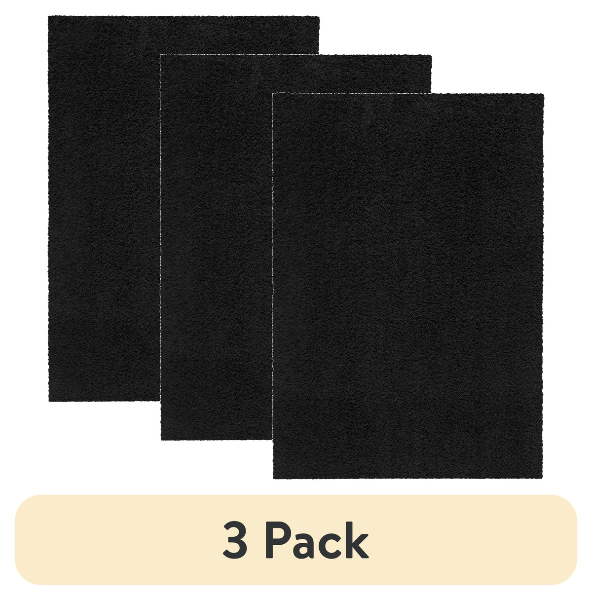 Velmora™ (3 pack) Traditional Solid Black Shag Indoor Area Rug, 5' x 7'