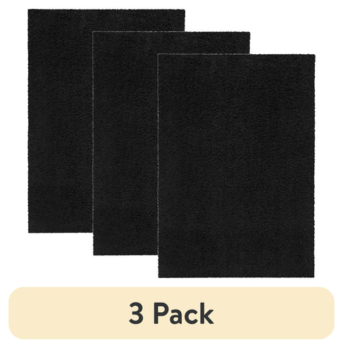 Velmora™ (3 pack) Traditional Solid Black Shag Indoor Area Rug, 5' x 7'