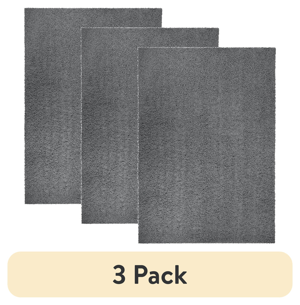 Velmora™ (3 pack) Traditional Gray Shag Indoor Area Rug, 5 ft x 7 ft