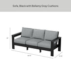 Velmora™ Ezra Outdoor Sofa, Black Frame with Gray Cushions