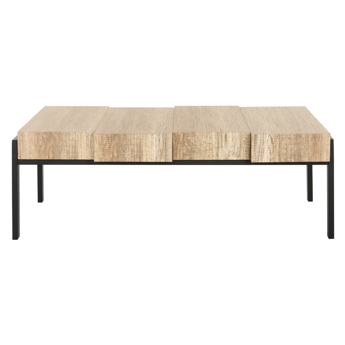 Velmora™ Alexander Rectangular Contemporary Rustic Coffee Table, Canyon Grey/Black