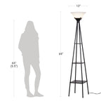 Velmora™ Metal Etagere Floor Lamp with Shelves, Charcoal Finish