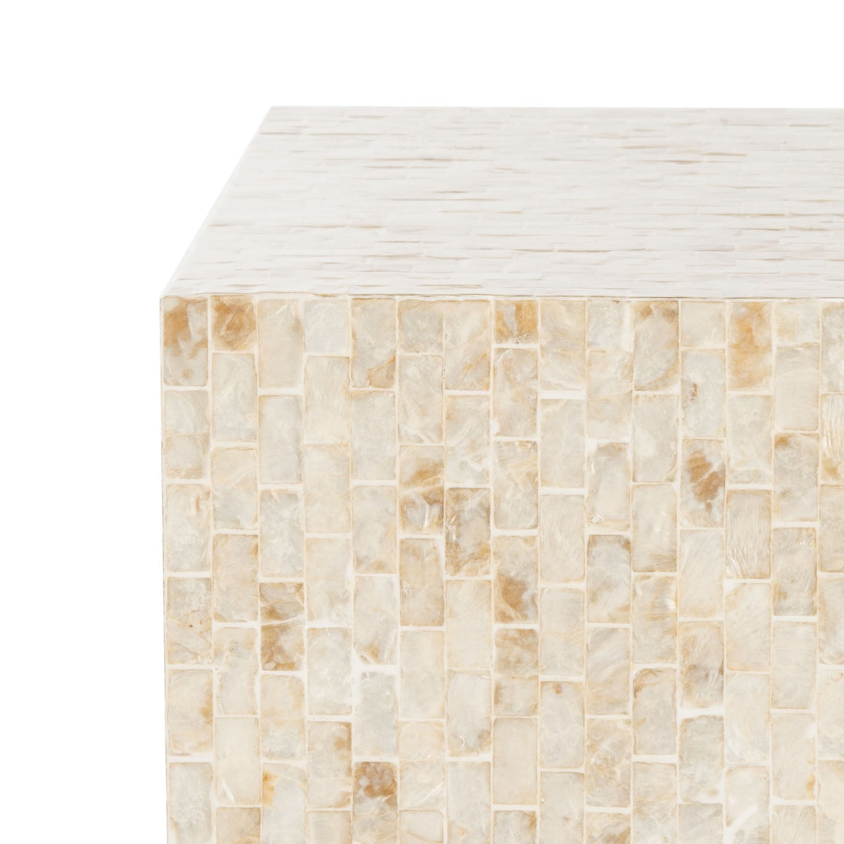 Velmora™ Juno Glam Mosaic Square Top Side Table, Beige/Gold