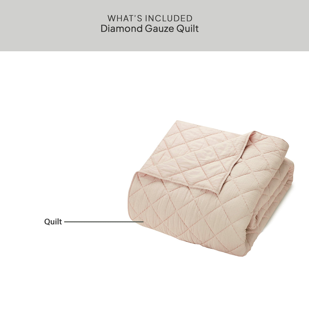 Velmora™ Papyrus Beige Diamond Cotton Gauze Quilt, King - Breathable Cotton Bedding