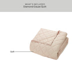 Velmora™ Papyrus Beige Diamond Cotton Gauze Quilt, King - Breathable Cotton Bedding
