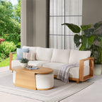 Velmora™ Juliet Outdoor Coffee Table with 2 Ottomans and Patio Cover, Beige