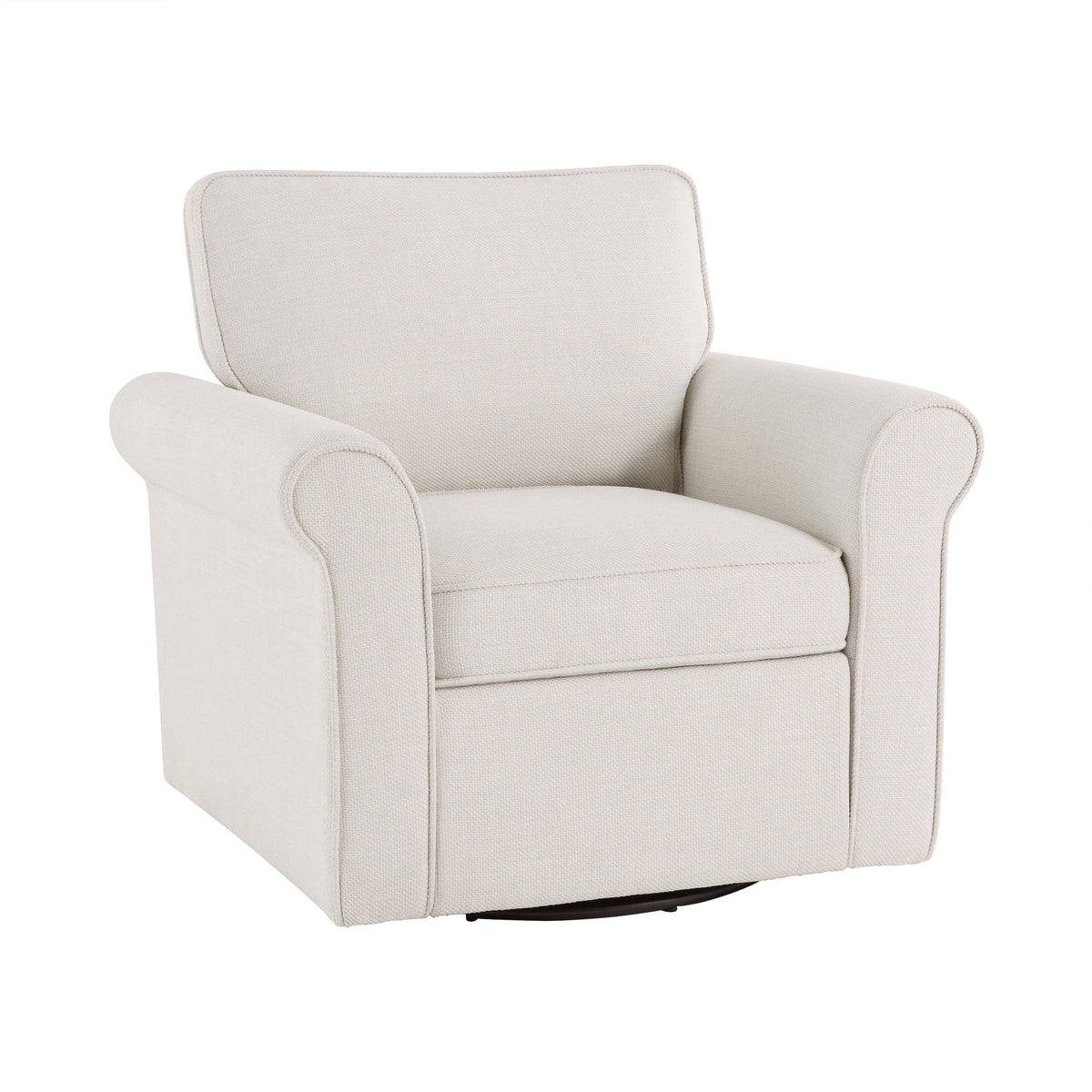 Velmora™ Swivel Accent Chair with Rolled Arms, Cream Fabric Upholstery
