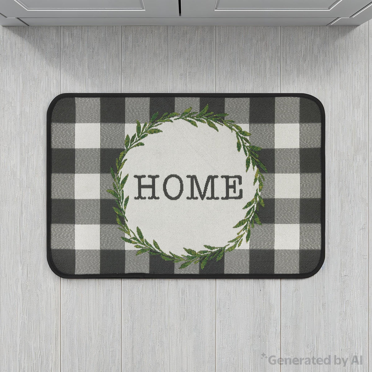 Velmora™ (4 pack) Buffalo Check Home Kitchen Rug - 20" x 30" - 65% Polypropylene/ 35% Polyester - Grey