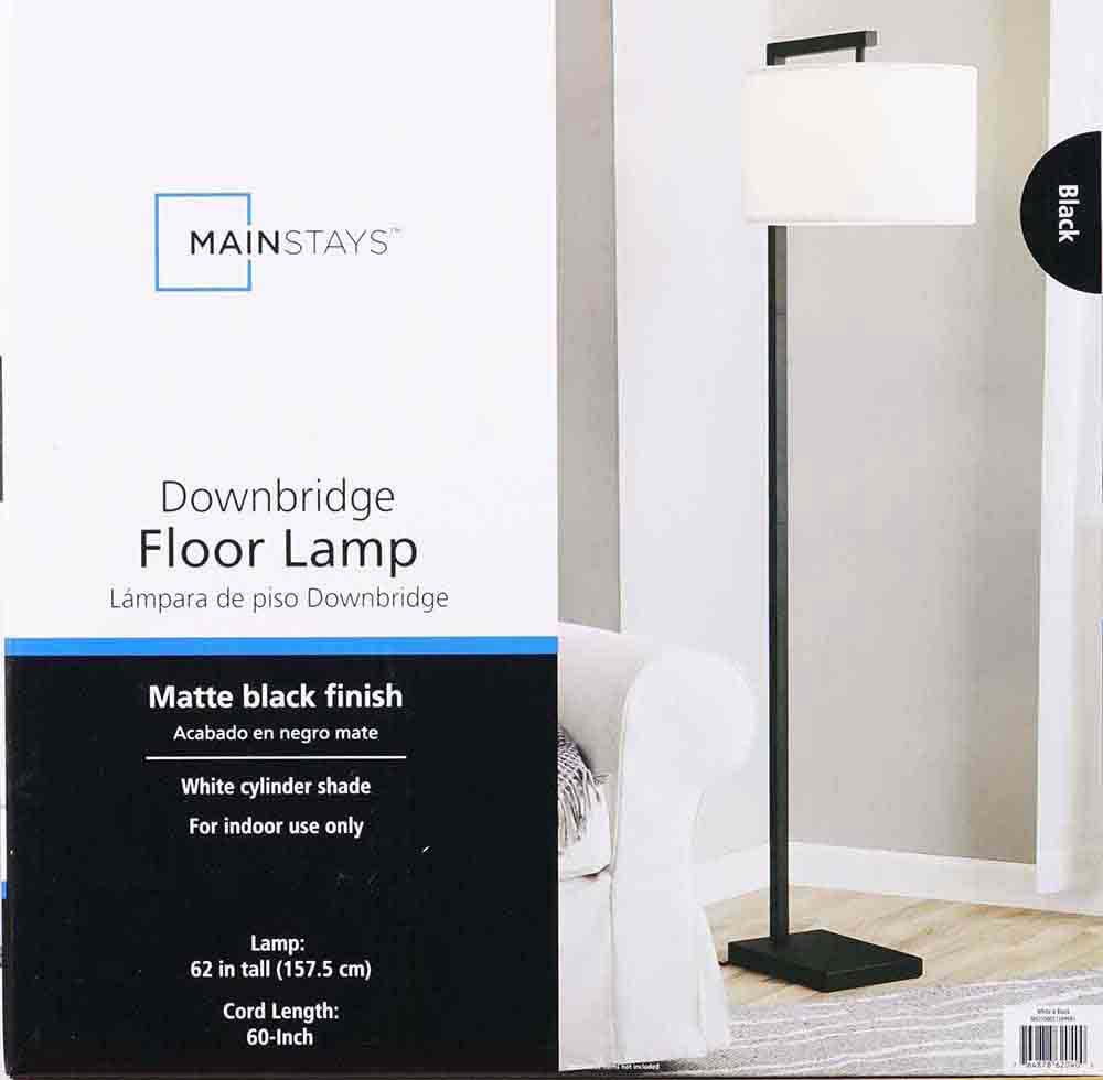 Velmora™ Contemporary Metal 62in Floor Lamp with on/off Foot Switch, Black