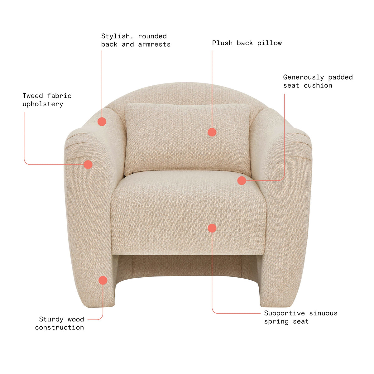 Velmora™ Beautiful Barrymore Accent Chair , Cream Shearling