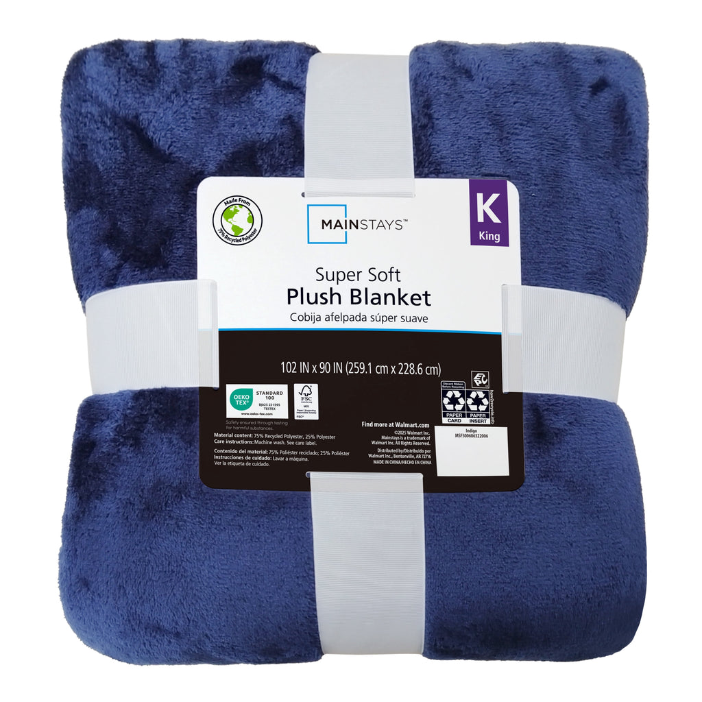 Velmora™ Super Soft Plush Bed Blanket, Dark Blue, King Size, 102 x 90 in