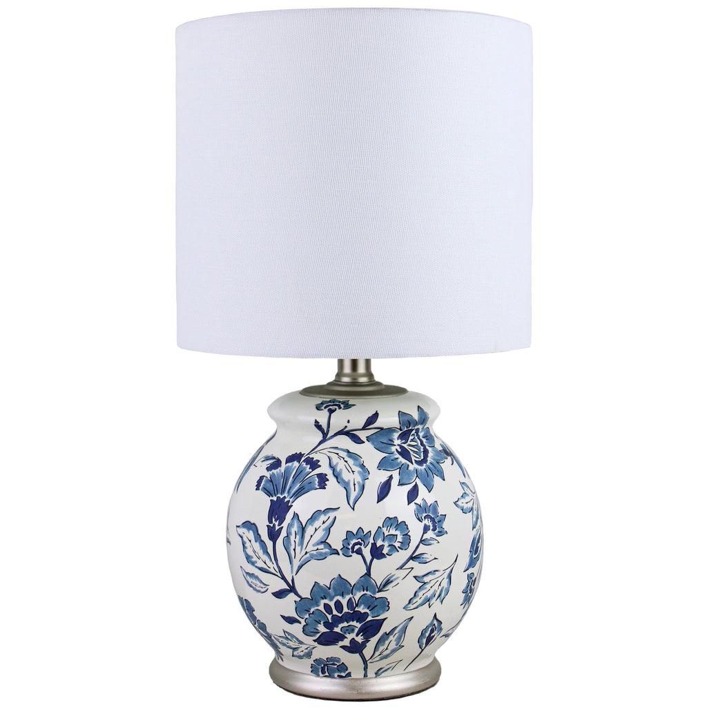 Velmora™ Floral Ceramic Lamp with Shade, 17"