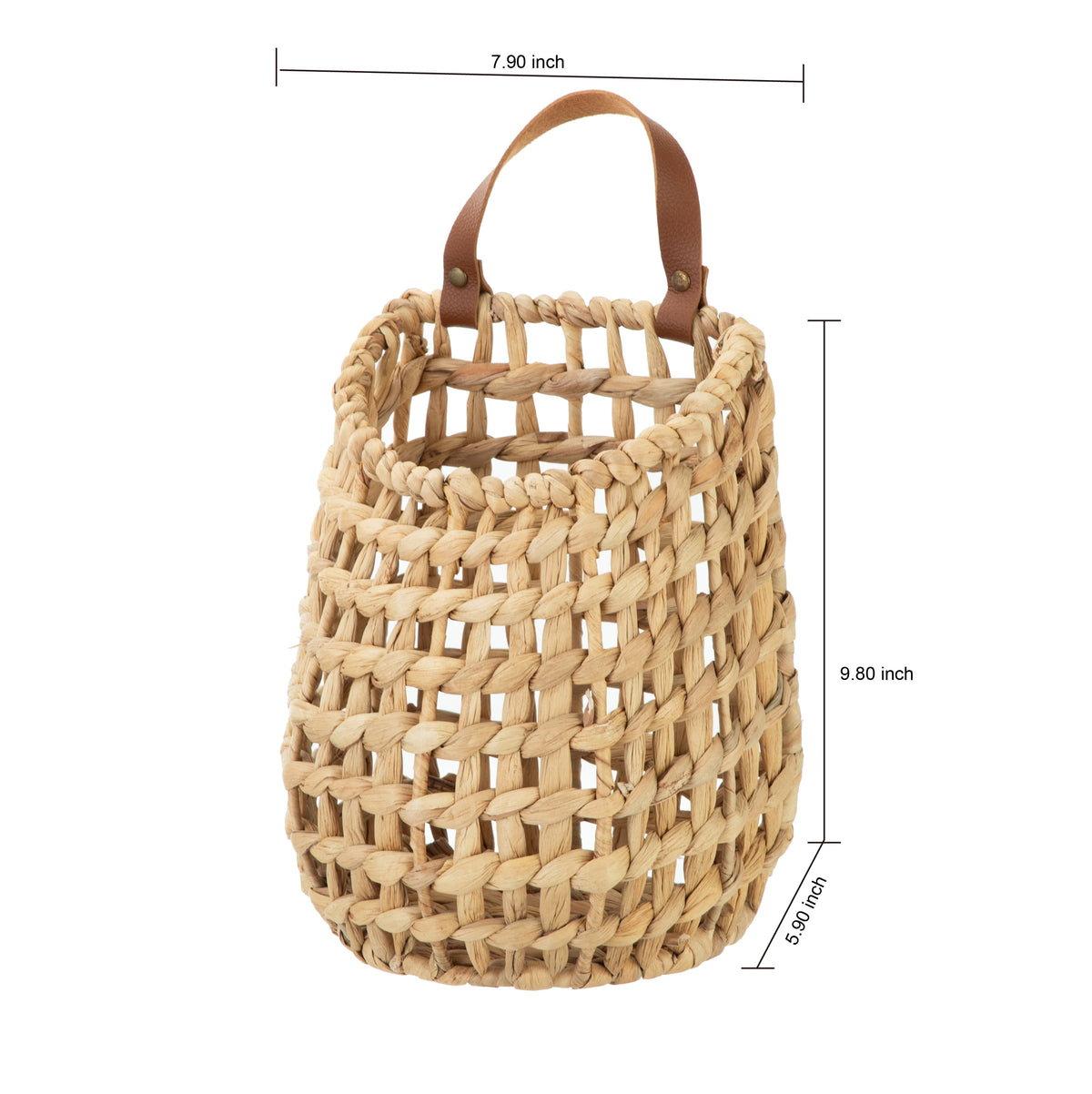 Velmora™ (2 pack) Water Hyacinth Hanging Basket with Faux Leather Strap