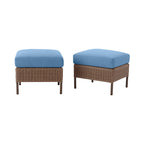 Velmora™ Chelsea Outdoor Patio Ottoman Set, 2 Pieces, Blue Cushions