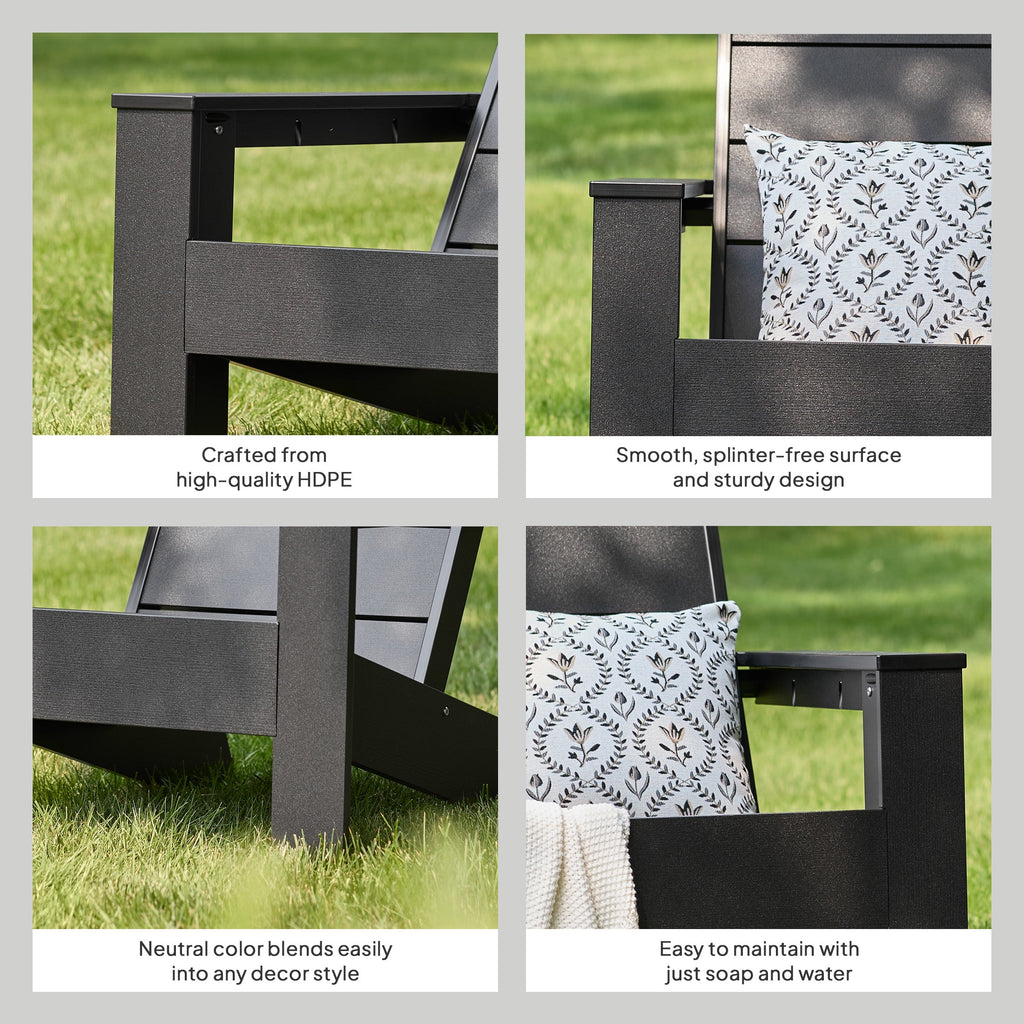 Velmora™ Ezra Outdoor HDPE Adirondack Chair, Black
