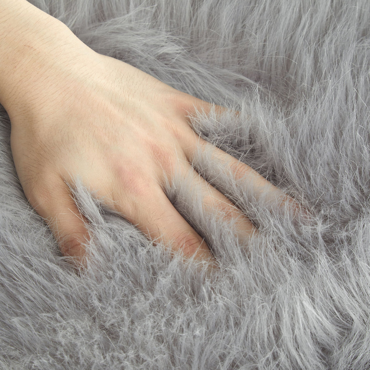 Velmora™ Grey Faux Fur Area Rug, Non-Skid, 30 in x 46 in