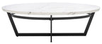 Velmora™ Placido Abstract Oval Coffee Table, White Marble/Black