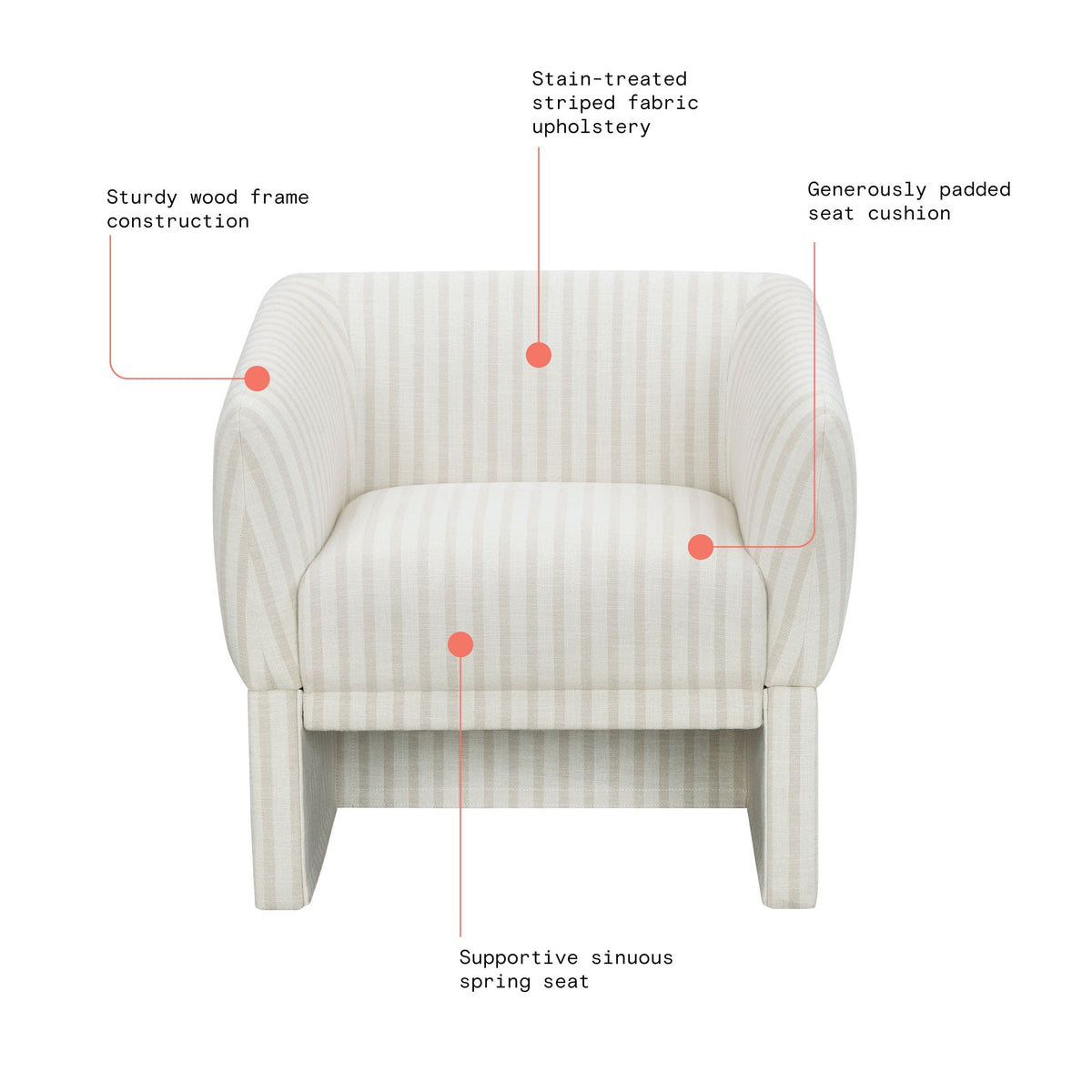 Velmora™ Beautiful Small Space Accent Chair , Beige and White Linen