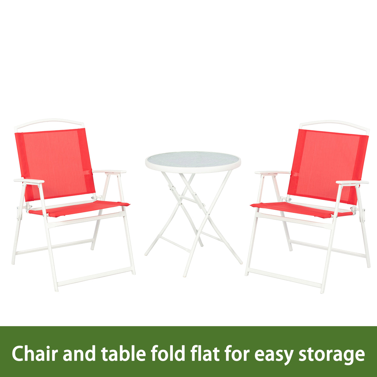 Velmora™ Albany Lane 3-Piece Outdoor Bistro Set, Red/White