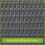 Velmora™ 3-Piece Steel and Wicker Rope Folding Outdoor Patio Bistro Set, Gray/Black