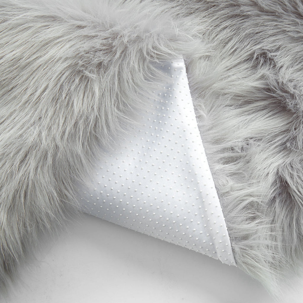 Velmora™ Grey Faux Fur Area Rug, Non-Skid, 30 in x 46 in