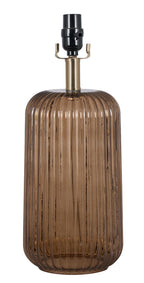 Velmora™ 23 in Ribbed Glass Table Lamp with White Shade, Brown Finish