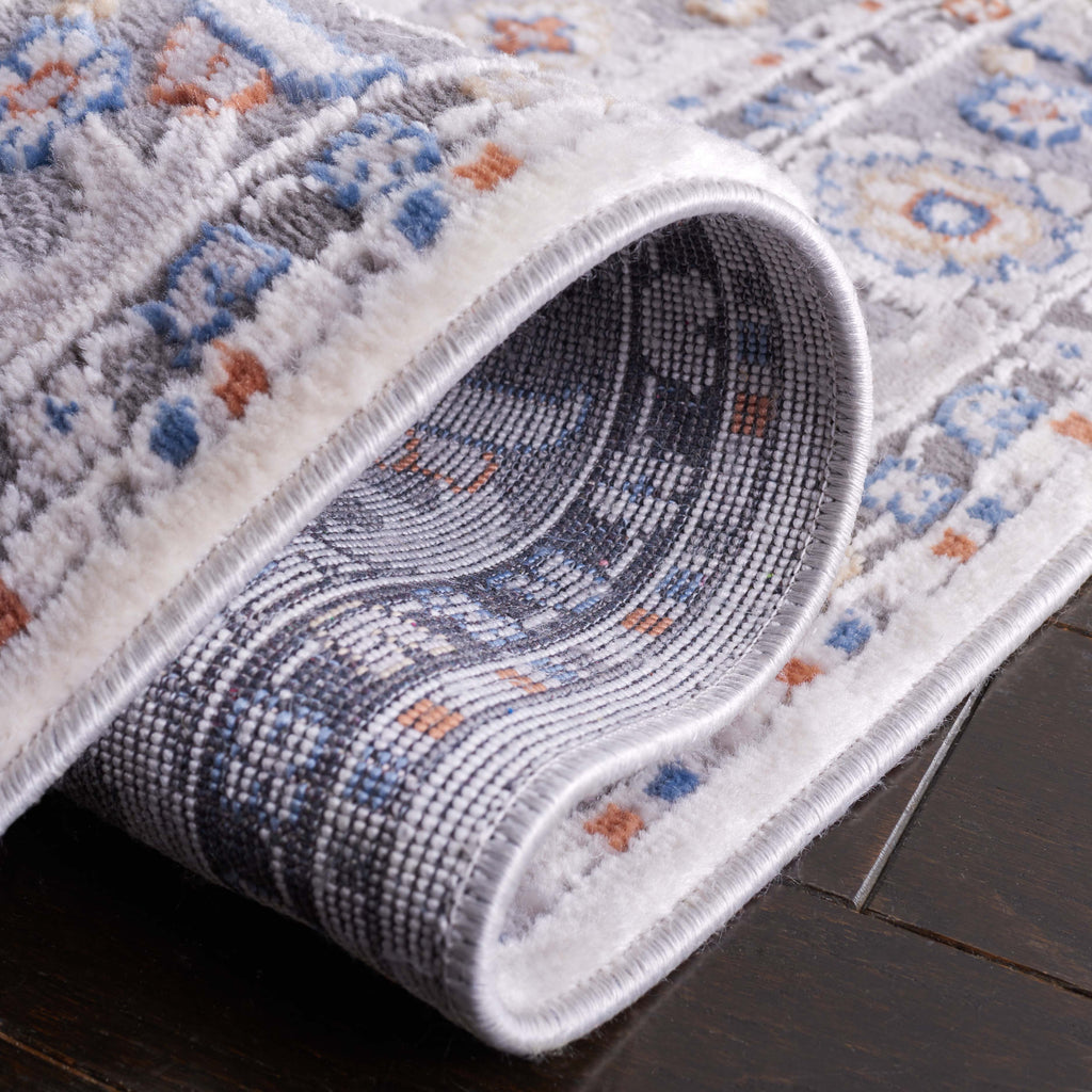 Velmora™ Neutral Multi Area Rug, 5 ft x 7 ft, Grey/Blue Rust