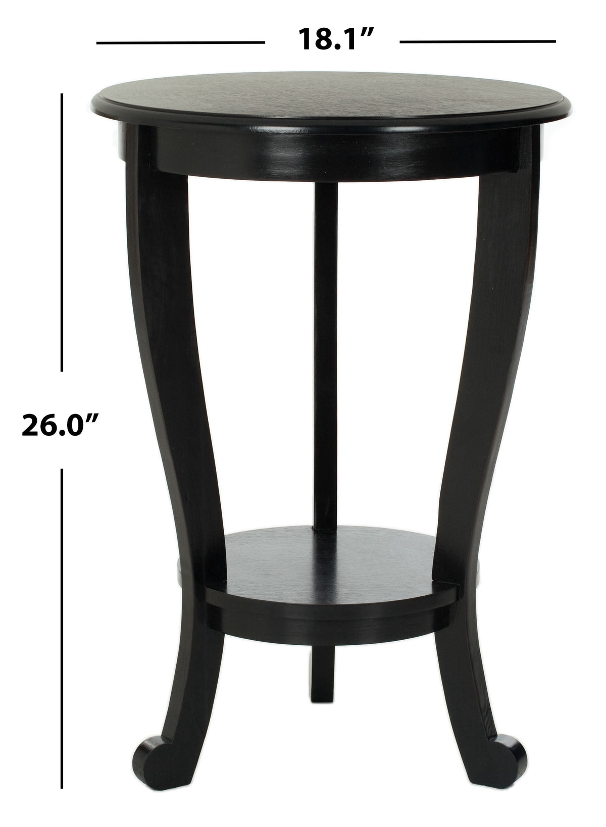 Velmora™ Mary Solid Mid-Century Black Tri-Leg Pedestal Side Table (18.1 in. W x 18.1 in. D x 26 in. H)