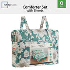 Velmora™ Reversible Bed-in-a-Bag Bedding Set, 11 Pieces, Queen, Green Floral