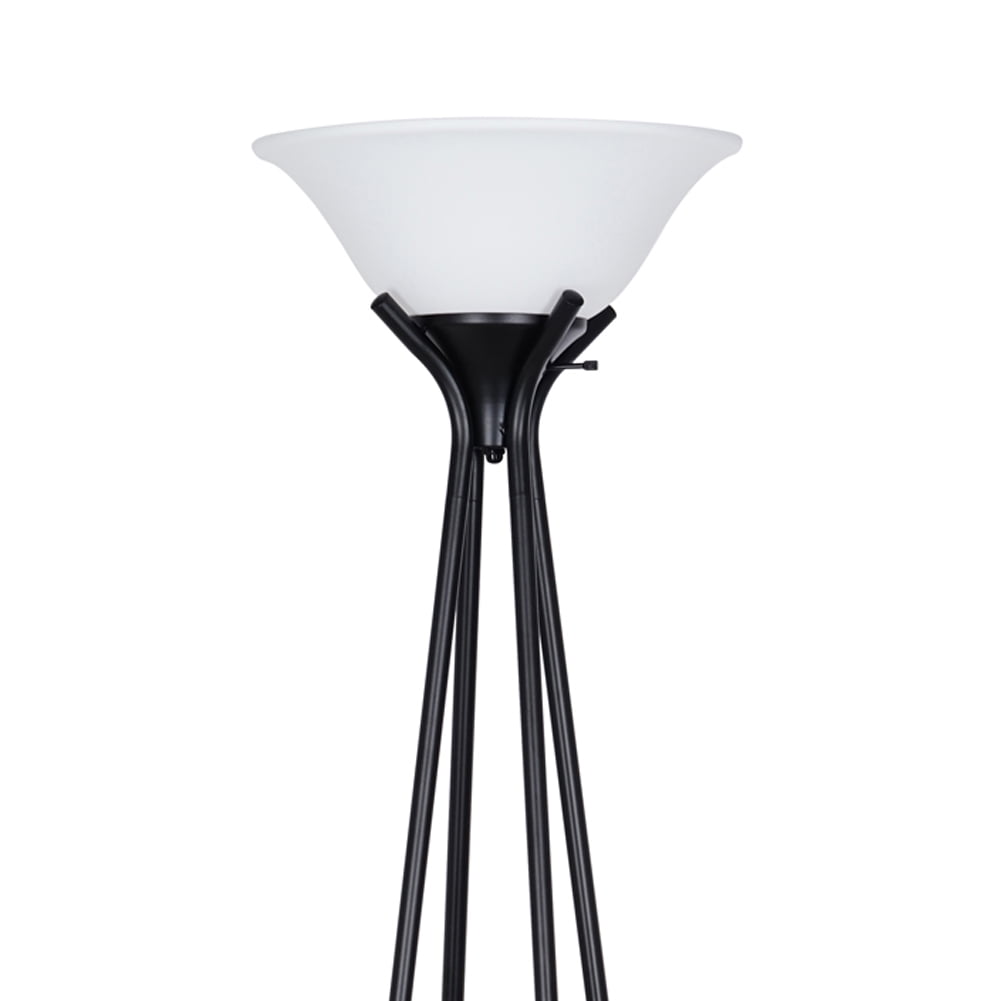 Velmora™ Metal Etagere Floor Lamp with Shelves, Charcoal Finish