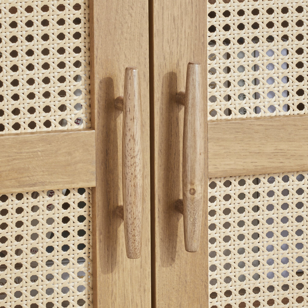Velmora™ Springwood Caning Storage Accent Cabinet, Light Honey Finish