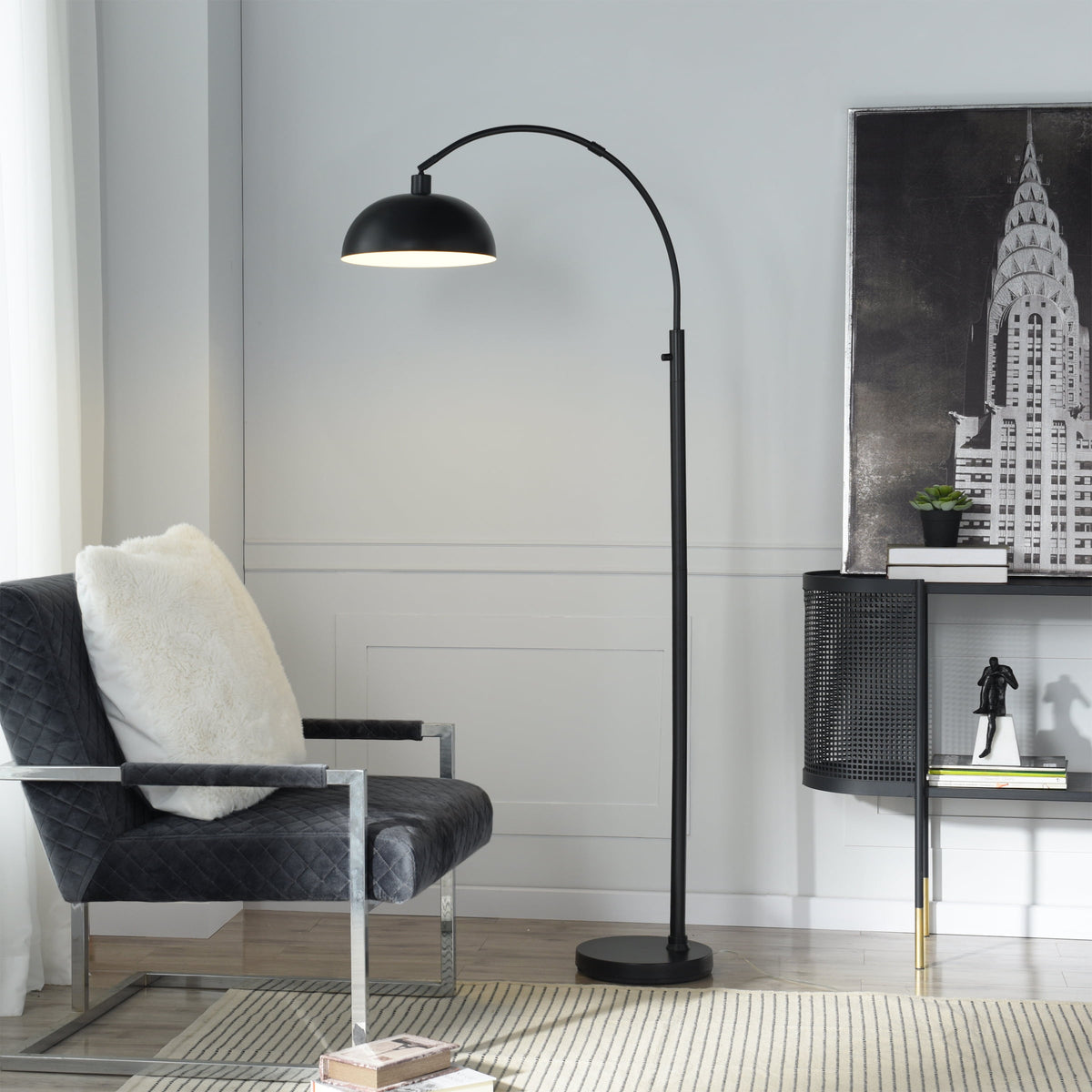 Velmora™ Black Finish Arch Dome Floor Lamp