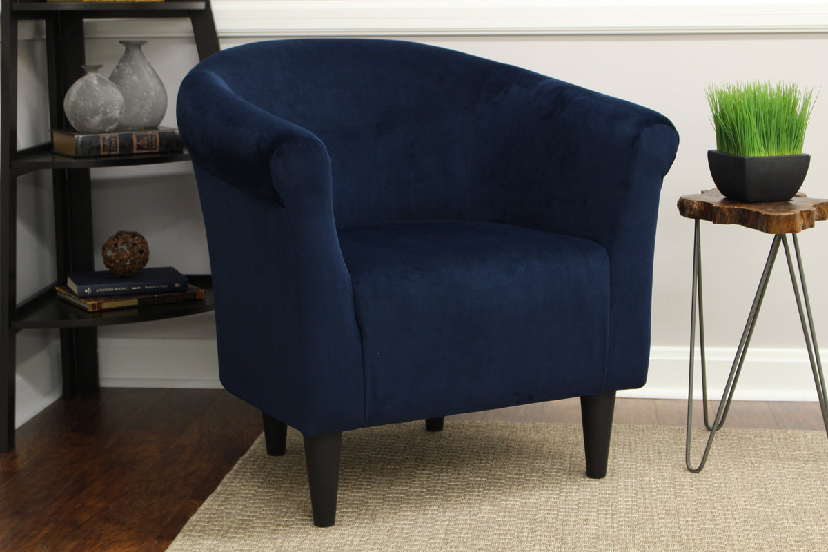Velmora™ Microfiber Bucket Accent Chair, Navy Blue
