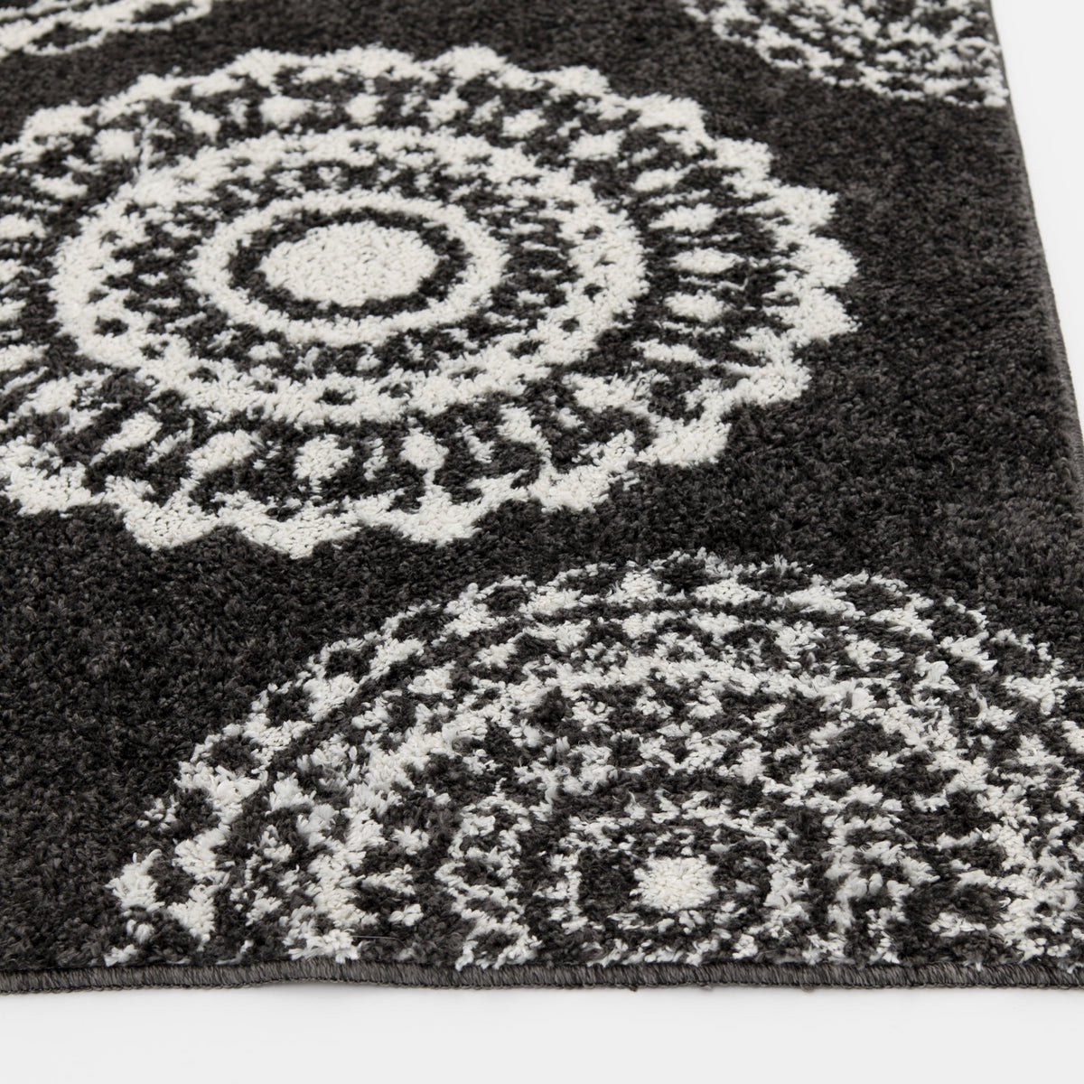 Velmora™ 9'X12' Charcoal Gray Medallion Shag Indoor Area Rug