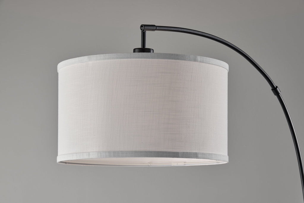 Velmora™ Michelle 71-Inch Metal Arc Floor Lamp with White Fabric Shade and 3-Way Switch