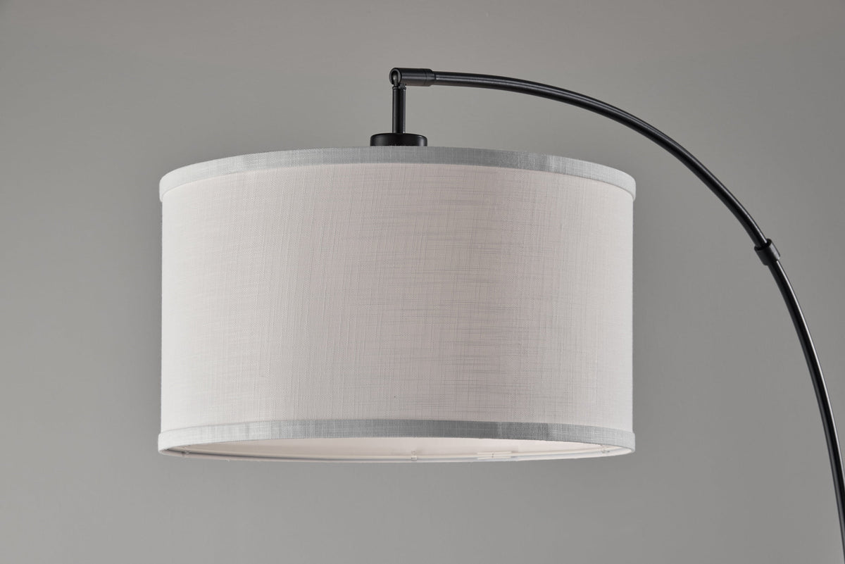 Velmora™ Michelle 71-Inch Metal Arc Floor Lamp with White Fabric Shade and 3-Way Switch